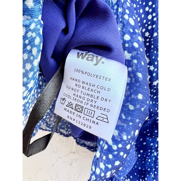 By The Way Galaxy Stay Semi Sheer Ruffle Hem A-Line Mini Dress Blue Womens Small - Picture 5 of 5